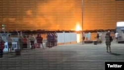 Скриншот видео из соцсетей, запечатлевшего последствия удара по газовой инфраструктуре в Одесской области