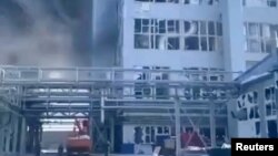 Regional Governor Vasily Golubev wrote on Telegram that two people were injured in the January 17 fire, adding the blaze was not caused by a drone attack. 