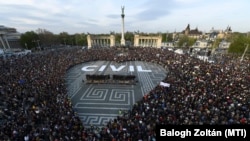 Legislation proposed by the government of Hungarian Prime Minister Viktor Orban over the years has sparked several protests like this one in Budapest with demonstrators decrying what they see as a crackdown on civil society. (illustrative photo)