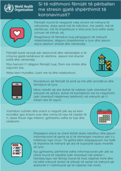 Kosovo: Info graphic - Recommendations of WHO on how children should manage stress during coronavirus.