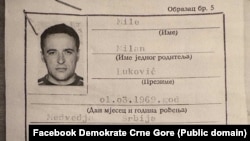 Fotografija crnogorske lične isprave pripadnika Zemunskog klana iz 1997, koju je objavio potpredsjednik Vlade Crne Gore Aleksa Bečić, na Facebook stranici Demokrata, 20. jul 2025.
