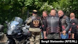 Представители российского мотоклуба «Ночные волки» в Праге, 6 мая 2025 года 