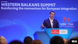 Поранешниот грчки премиер и актуелен лидер на СИРИЗА Алексис Ципрас на Самитот на „Економист“ во Скопје