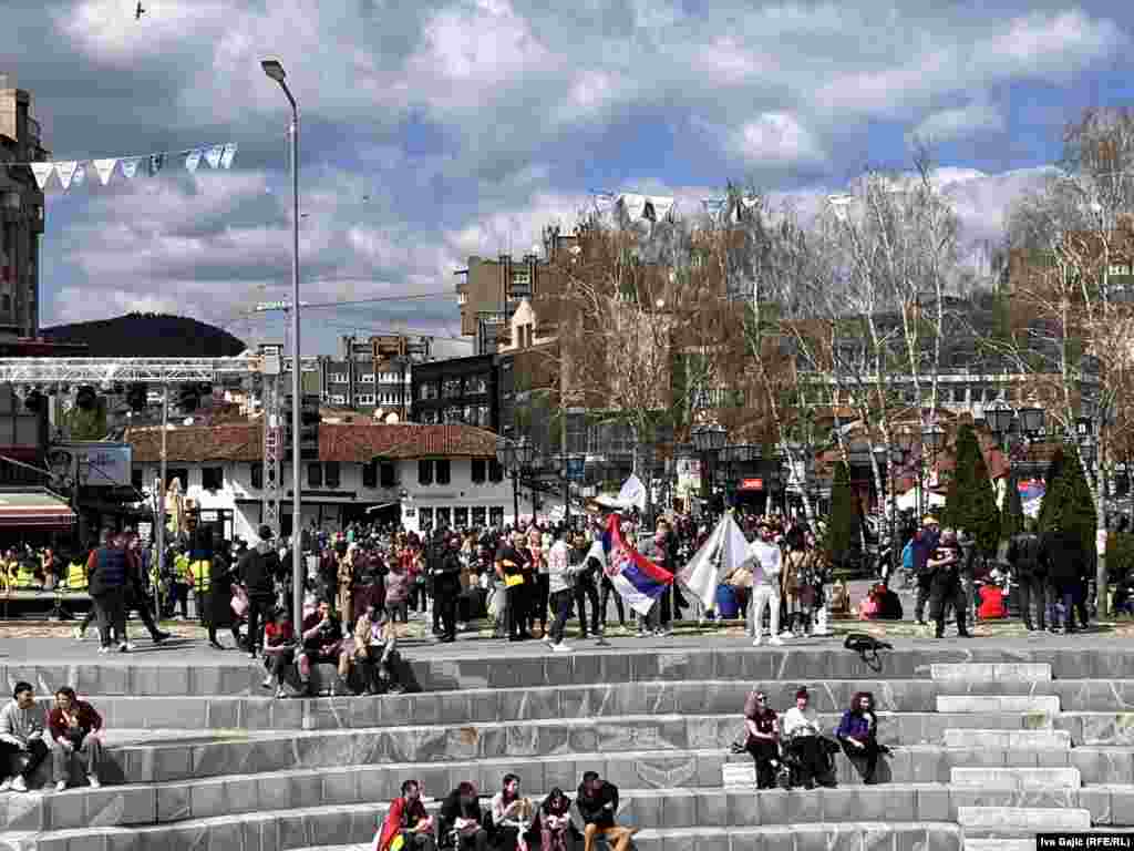 Detalj sa protesta u Novom Pazaru, koji nosi naziv "Sloboda vlada čaršijom", 12. april 2025. 