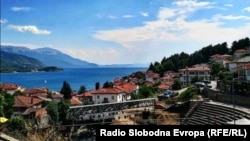 Охрид. Античкиот театар во стариот дел на градот. 