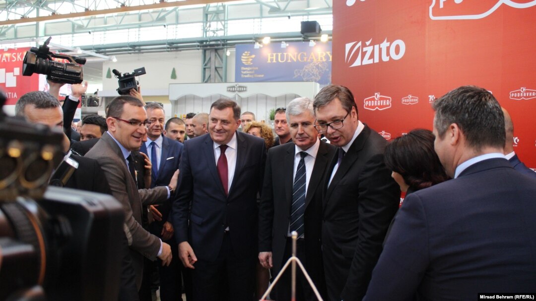 Milorad Dodik, Dragan Čović i Aleksandar Vučić u Mostaru 2018.