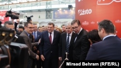 Milorad Dodik, Dragan Čović i Aleksandar Vučić u Mostaru 2018.