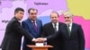 FILE: From Left to right then Kyrgyz Prime Minister Sooronbai Jeenbekov, Tajik President Emomali Rahmon, former Pakistani PM Nawaz Sharif, and Afghan Chief Executive Abdullah Abdullah attend a groundbreaking ceremony for the CASA-1000 in Tajik city of Tursunzoda in May 2016.