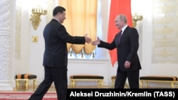 Vladimir Putin și Xi Jinping la Kremlin, 5 iunie 2019