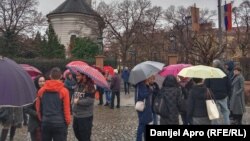 Maturanti tokom akcije "Zastani, Srbijo" u Novom Sadu, 20. decembar 2024.