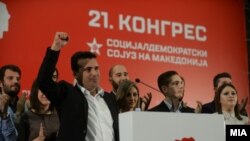 Лидерот на СДСМ Зоран Заев на предизборен митинг