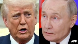 Комбинированное фото – президент РФ и США Владимир Путин (справа) и Дональд Трамп