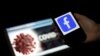 A Facebook logója, háttérben a koronavírus - 