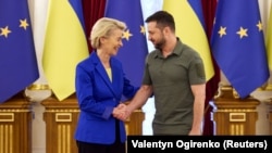 Președintele Ucrainei, Volodimir Zelenski, și președinta Comisiei Europene, Ursula von der Leyen, Kiev, 15 septembrie 2022
