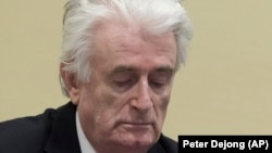 ХОЛАНДИЈА -- Поранешниот лидер на босанските Срби, Радован Караџиќ, влегува во судницата на Меѓународниот резидуален механизам за кривични трибунали во Хаг, 20 март 2019 година.