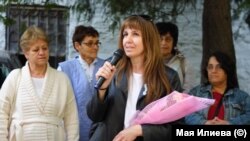 Мая Илиева на един от протестите на медицинските сестри