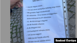 A korábbi polgármester a sétán bemutatott egy listát annak érzékeltetésére, hogy menyit ér valójában az az 500 milliárd forint, ami felett a megmaradt MNB-alapítvány vagyonkezelője rendelkezett