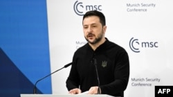 Украинскиот претседател Володимир Зеленски одржува говор за време на 61. Минхенска безбедносна конференција во Германија на 15 февруари 2025 година.