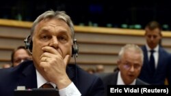 Orbán Viktor az Európai Parlamentben.