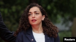 Presidentja e Kosovës, Vjosa Osmani, në Tiranë, më 15 maj 2025.