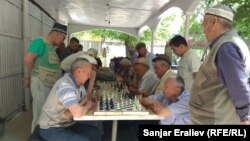 Город Ош. Аксакалы играют в шахматы в парке им. Навои, 28 мая 2019 г.