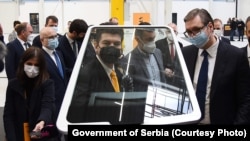 Aleksandar Vučić (desno) na otvaranju fabrike Continental Automotiv u Novom Sadu, 7. mart 2021. 
