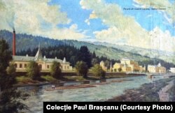 Pictură de Gavril Cacina. Peisaj care nu mai poate fi văzut din cauza construcțiilor contemporane de pe malul apei, care nu au ținut cont de nicio regulă urbanistică sau de unitate arhitectonică. Foto: Paul Brașcanu