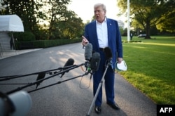 Presidenti amerikan, Donald Trump në adresimin para mediave më herët gjatë ditës.