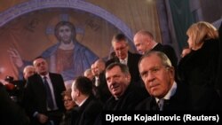 Milorad Dodik i Sergej Lavrov u hramu Svetog Save u Beogradu, februar 2018.