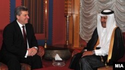 Средба на претседателот Ѓорѓе Иванов со премиерот на Катар - Шеик Хамад бин Џасмин бин Џабор Ал-Тани, Доха, Катар.