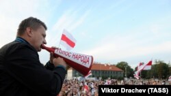 Protest al opoziției în Piața Lenin din Hrodna, 20 august 