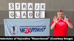 Glavni poverenik Sindikata Nezavisnost Darko Šper sedam dana je štrajkovao glađu zbog neispunjenih zahteva dela zaposlenih na Radio-televiziji Vojvodine, 24. mart 2025.