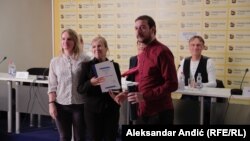 Tatjana Lazarević na uručivanju novinarske nagrade "Dušan Bogavac" u Beogradu, oktobar 2018. 