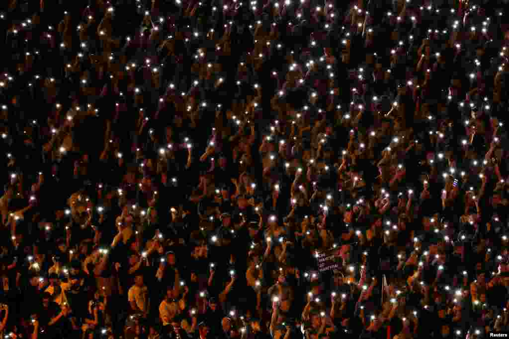 Serbian students and their supporters attend a protest in the city of Kraljevo as part of ongoing nationwide anti-government demonstrations.