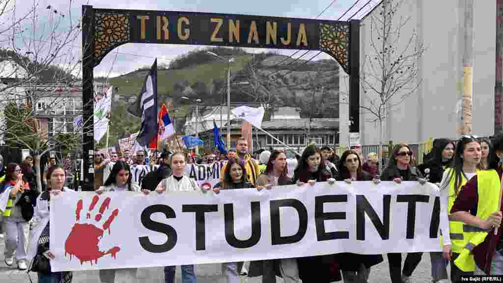 Studenti u blokadi u centru Novog Pazara, 12. april 2025. 