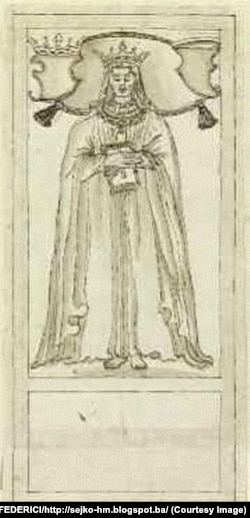 Crtež nadgrobne ploče kraljice Katarine Kosače Kotromanić iz Britanske biblioteke