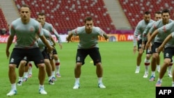 Тренинг на стадионот во Варшава.