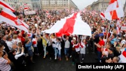 More than 100,000 people are estimated to have taken to the streets of Minsk on August 23.