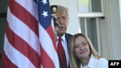 Președintele american Donald Trump a primit-o joi la Casa Albă pe Giorgia Meloni, prim-ministrul Italiei - 17 aprilie 2025