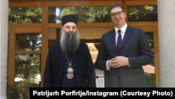 Predsednik Srbije Aleksandar Vučić sa patrijarhom Srpske pravoslavne crkve Porfirijem, 10. septembar 2021.