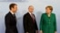 Президент Франции Эммануэль Макрон, президент России Владимир Путин, канцлер ФРГ Ангела Меркель. Гамбург, саммит G20, 2017 год.