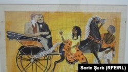 Studiu pentru tabloul A. Pușkin și C. Stamati, 1971, guașă și creioane colorate pe hârtie. O capodoperă de mici dimensiuni, amintind cumva de frescele de la Knossos sau desenele de pe amforele minoice.