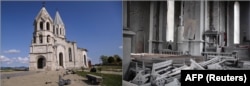 ღაზანჩეცოცის სომხური ეკლესია, ისტორიულ ქალაქ შუშაში, დაბომბვის შედეგად დაზიანდა.