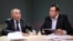 Медицина ғылымдары докторы Ғалым Әділбаев (сол жақта) пен журналист Кенжебек Нұрқасенұлы Азаттық студиясында отыр. Алматы, 5 ақпан 2016 жыл. 