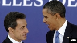 Никола Саркози и Барак Обама на самитот на Г20 во Кан