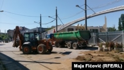 Pamje nga punimet në revitalizimin e Urës së Mitrovicës