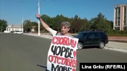 Protest la Tiraspol pentru drepturile omului, avocatul transnistrean Stepan Popovsk, 7 august 2020.