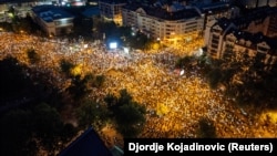 Протест во Нови Сад, на повик на студентите во блокадата, 5 септември 2025 година.