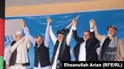 Afghan President Ashraf Ghani on the campaign trail in Paktia Province on August 8.