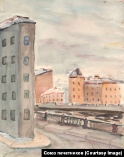 Работа Роальда Мандельштама "Дом-утюг" на Фонтанке